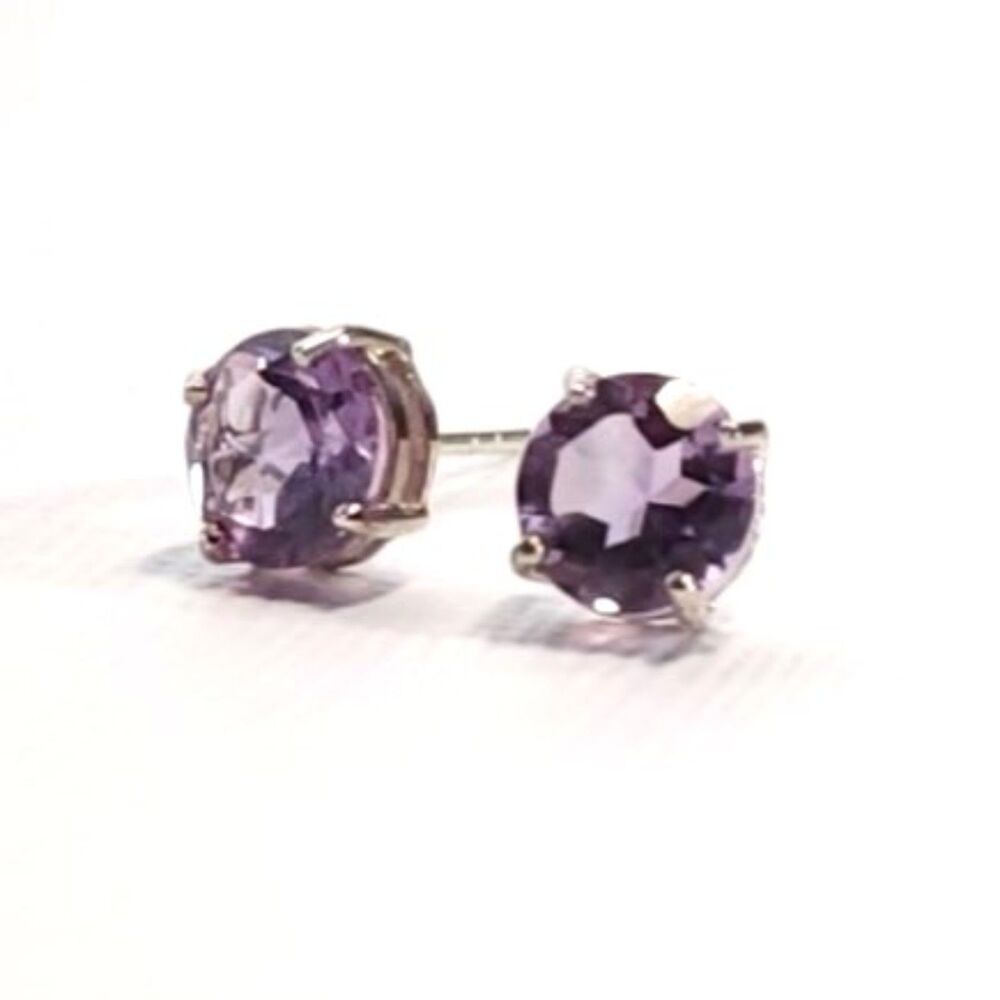 Amethyst 6mm Round Post Earrings